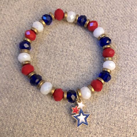 Red, White, And Blue Collection 4th Of July, Memorial Day, Labor Day Bracelet. Blue Bracelets, Marvel Jewelry, Western Bracelets, Real Pearl Earrings, Womens Ankle Bracelets, Womens Bangles, Black Onyx Bracelet, Gold Link Bracelet, Silver Plated Bracelet