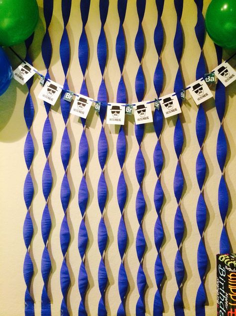 Breaking bad birthday decorations backdrop-streamers Breaking Bad Party Decorations, Breaking Bad Birthday Party, Breaking Bad Birthday Decoration, Breaking Bad Theme, Breaking Bad Cakes Birthday, Breaking Bad Crystal Blue, Breaking Bad Birthday, Breaking Bad Party, Birthday Ecards Funny