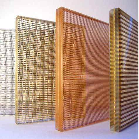 Fabric mesh #laminatedglass for interior decoration  Processing: tempered glass，laminated glass，fabric laminated glass  Glass thickness: 5mm-19mm  Film thickness: 0.38mm and multiple of 0.38mm Dragon Glass, Wired Glass, Verre Design, Glass Balustrade, Glass Brick, Glass Partition, Laminated Glass, Copper Glass, Material Textures