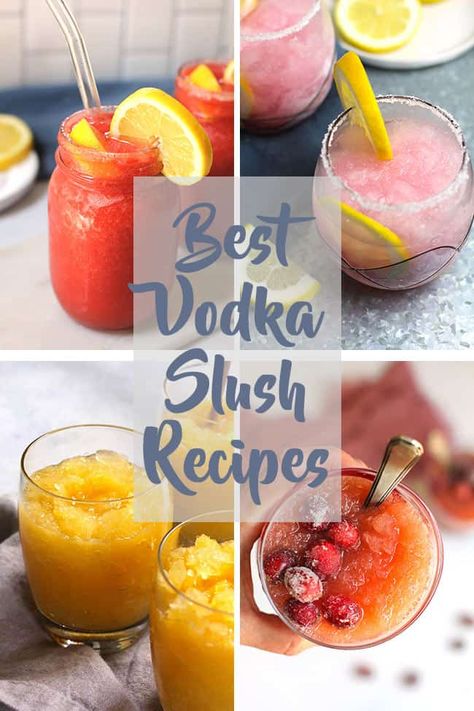 Alcholic Drink Slushie, Alcoholic Drinks With Frozen Fruit, Vodka Blended Drinks, Slushy Cocktails Recipes, Slushie Cocktails Frozen Drinks, Frozen Fruit Vodka Drink, Alcoholic Slush Recipes Frozen, Slushy Alcohol Drinks Bucket, Blended Vodka Drinks