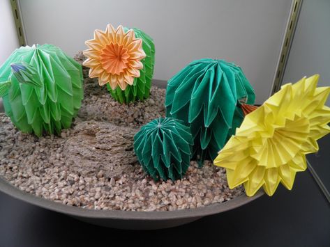 the art of origami Cactus Paper Craft, Origami Cactus, Origami Guide, Paper Cactus, Paper Succulents, Origami Paper Folding, Ancient Japanese Art, Origami And Quilling, Origami And Kirigami