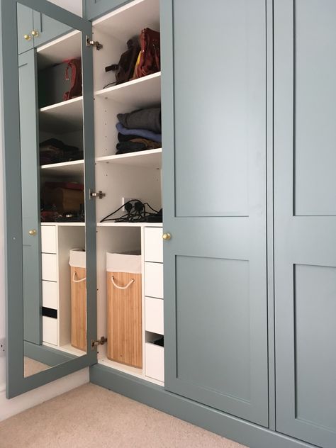 Built-in Wardrobe. Fitted wardrobe. Bespoke. Bedroom. Storage. Victorian Terrace. Farrow & Ball. Oval Room Blue.  #myfabhome @farrowandball Built In Wardrobe Designs, Fitted Wardrobes Bedroom, Bedroom Wardrobe Ideas, Fitted Wardrobe, Bedroom Built In Wardrobe, Oval Room Blue, Bedroom Cupboards, Fitted Bedrooms, Wardrobe Designs