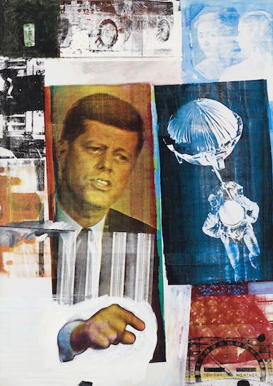 Robert Rauschenberg, Retroactive II, 1964, oil and silkscreen ink on canvas. ©ROBERT RAUSCHENBERG FOUNDATION, NEW YORK/IMAGE: NATHAN KEAY, ©MUSEUM OF CONTEMPORARY ART, CHICAGO/MUSEUM OF CONTEMPORARY ART, CHICAGO, PARTIAL GIFT OF STEPHEN T. EDLIS AND H. GAEL NEESON Neo Dada, Expensive Artwork, Claes Oldenburg, Robert Rauschenberg, Joan Mitchell, Jasper Johns, Art Terms, Roy Lichtenstein, Camille Pissarro