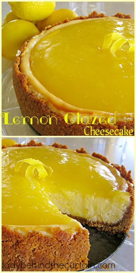 Lemon Glazed Cheesecake Different Types Of Cheesecake, Glazed Cheesecake, Savory Cakes, Cake Lemon, Lemon Dessert Recipes, Cheesecake Desserts, Lemon Cheesecake, Sugar Substitute, Lemon Desserts