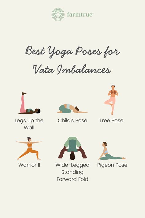 Vata Dosha Yoga Poses, Vata Yoga Poses, Pita Vata Dosha, Vata Dosha Yoga, How To Balance Vata Dosha, Vata Dosha Daily Routines, Vata Dosha Diet, Tri Dosha, Vata Imbalance