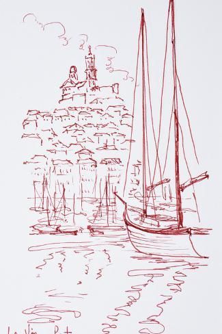 size: 36x24in Premium Photographic Print: View of Notre-Dame de la Garde from the Old Port, Marseille, France by Richard Lawrence : Fable Books, Buildings Art, Inktober 2024, Pen Art Drawings, Marseille France, Architecture Design Drawing, Old Port, Funny Life, Building Art