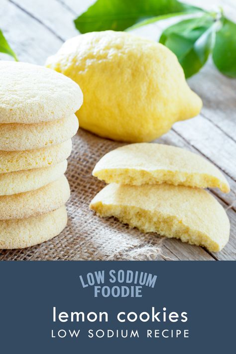 No Salt Desserts, Renal Diet Cookies, Low Sodium Cookie Recipes, Low Sodium Cookies, No Salt Diet, Low Sodium Desserts, Easy Low Sodium Recipes, Lemon Sugar Cookies Recipe, Lemon Sugar Cookie