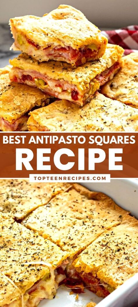 Meat Finger Foods, Antipasto Squares, Marinated Vegetables, Crescent Recipes, Italian Meats, Party Sandwiches, Square Recipes, Pinwheel Recipes, Party At Home