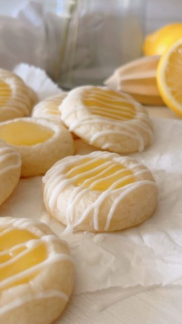 Lemon Cheesecake Thumbprint Cookies, Cookies In Oven, Lemon Cheesecake Cookies, Cheesecake Thumbprint Cookies, Cool Cookies, Room Temperature Butter, Rug Patterns, Cream Cheese Cookies, Filled Cookies