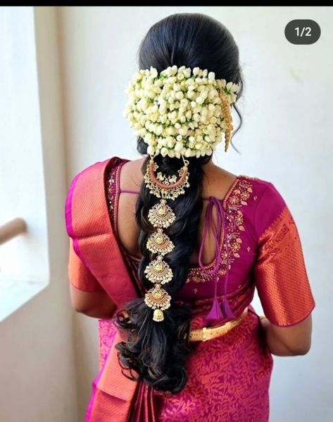 Tamil Bride Hairstyle, Jada Models, Engagement Hairdo, Marriage Hairstyle, Baby Shower Hairstyles, Saree Hairstyle, Indian Hairstyles For Saree, Hari Styles, Engagement Hairstyle