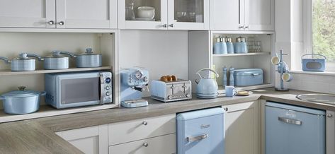 Blue Kitchen Appliances, Smeg Kitchen, Smeg Appliances, Elegant Kitchen Design, Kitchen Accesories, Blue Kitchen Decor, House Makeover, Domestic Appliances, Future Apartment Decor