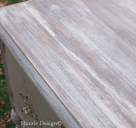 Shizzle Design | How to Create a White Wash – Limed – Weathered Paint Finish Gray Wash Furniture, White Washed Furniture, Weathered Wood Finish, Homemade Chalk Paint, Dover White, Antique Buffet, Weathered Paint, Dressers Makeover, White Chalk Paint