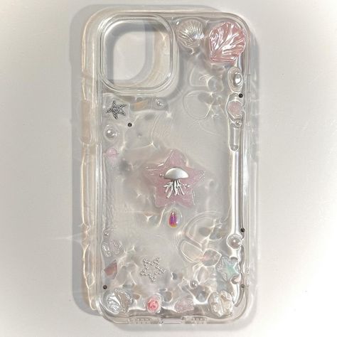 Kawaii Pink Phone Case, Phone Cases Pink, Resin Phone Case, Pink Jellyfish, Phone Case Pink, Handmade Phone Case, Pretty Iphone Cases, Pretty Phone Cases, Pc Case