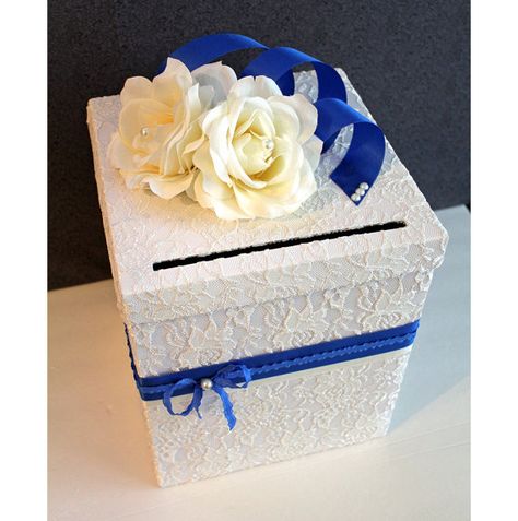 Ivory Wedding Decor, Money Box Wedding, Donation Box, Elegant Wedding Favors, Wedding Card Box, Wedding Card Holder, Royal Blue Wedding, Gift Card Boxes, Wedding Favors Cheap