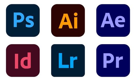 Set of popular Adobe apps icons Adobe Illustrator Icon, Icon App Design, Adobe Icon, Graphic Design Apps, Icon Grunge, Adobe Logo, Photoshop App, Naguib Mahfouz, Adobe Apps