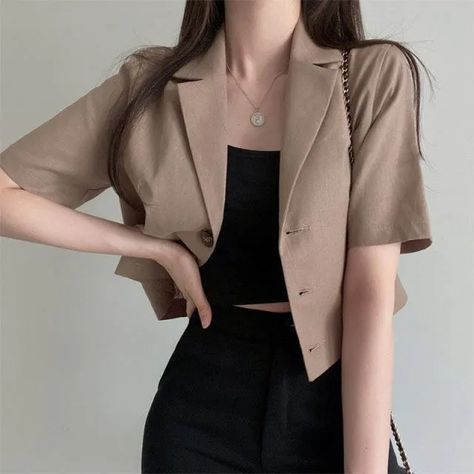 Linen Suits Women, Office Jacket, Casual Blazer Women, Straight Clothes, Middle Age Fashion, Short Sleeve Jacket, Outwear Coat, Linen Suit, Solid Clothes