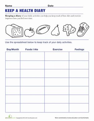 Third Grade Life Science Worksheets: Health Journal Health Diary, Eating Right, Printables Free Kids, Healthy Living Quotes, Staying Active, Health Journal, Kindergarten Math Worksheets, Teacher Things, Science Worksheets