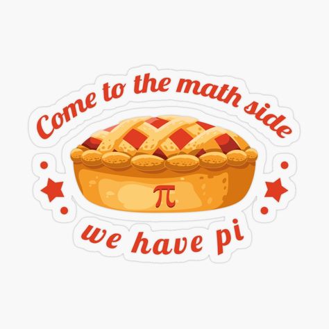 Get my art printed on awesome products. Support me at Redbubble #RBandME: https://www.redbubble.com/i/sticker/Come-to-the-math-side-we-have-pi-by-hipposstore/100451318.O9UDB?asc=u Maths Aesthetic, Math Stickers, Math Book, Journal Stuff, Cute Laptop Stickers, Work Motivational Quotes, Plastic Stickers, Math Books, Personalized Water Bottles