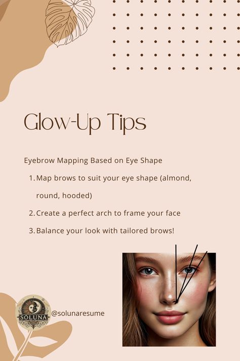 Get flawless brows that suit your face by mastering eyebrow mapping! Tailoring your brow shape based on your eye shape—whether almond, round, or hooded—can enhance your natural features and balance your look. Learn how to map your brows for the perfect arch, length, and fullness to frame your face beautifully. Follow for more glow-up tips, and visit my Fiverr for personalized beauty advice! Brow Shapes For Round Face, Eyebrow For Round Face, Eyebrow Mapping, Brow Mapping, Beautiful Dorm Room, Beauty Guide, Brow Shaping, Perfect Brows, Beauty Advice