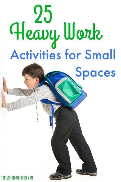 The Inspired Treehouse - These heavy work activities and ideas for small spaces can help kids demonstrate calmer behavior and more coordinated, organized movement. Heavy Work Sensory, Heavy Work Activities, Sensory Processing Activities, Proprioceptive Activities, Occupational Therapy Kids, Sensory Therapy, Pediatric Physical Therapy, Sensory Motor, Sensory Diet