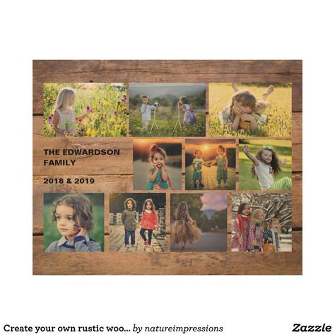 Rustic Family Photos, Wood Photo Prints, Wood Family, Unique Photo Gifts, Family Photo Collages, Photo Collage Gift, Collage Picture Frames, Wood Canvas, Picture Collage