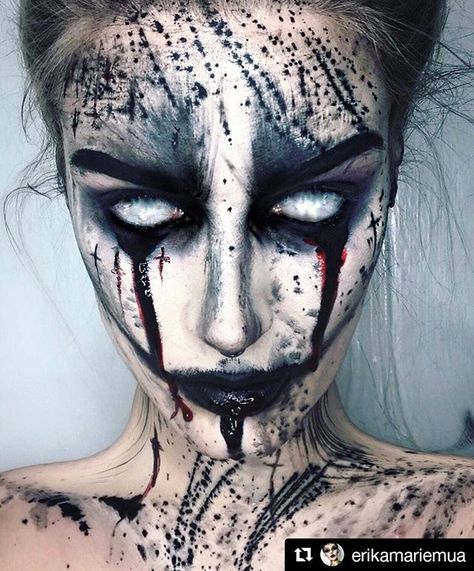 Hallowen Schminke, Spooky Halloween Makeup, Makeup Ideas Halloween, Zombie Make Up, Body Painting Art, Halloween Make-up Looks, Halloweenský Makeup, Horror Make-up, Halloween Color