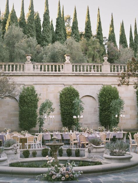 Summer wedding with pastel flowers at Greystone Mansion in Beverly Hills Greystone Mansion, Rosecliff Mansion Wedding, Greystone Mansion Wedding, Mansion Aesthetic, Beverly Hills Wedding, Lavender Bridesmaid, Stone Mansion, Lavender Bridesmaid Dresses, Coral Charm Peony