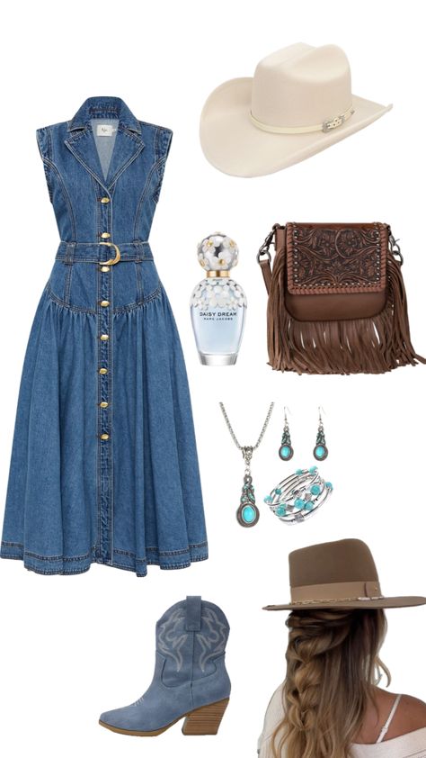 Dress And Cowboy Boots Outfit, Traje Cowgirl, Cowgirl Style Outfits, Country Style Outfits, Western Wear Outfits, Looks Country, Cute Country Outfits, Country Girls Outfits, Nashville Outfits