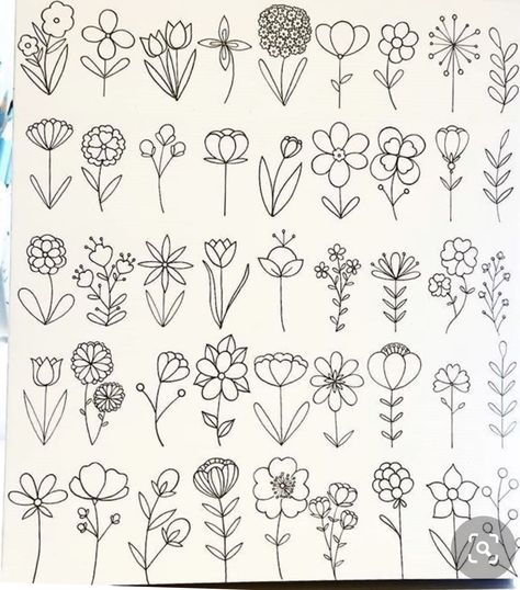 Quick Flower Doodles, Small Flower Doodles Simple, How To Draw Wildflowers, Doodle Flowers Simple, Easy Floral Doodles, Flower Doodles Easy, Floral Doodles, Doodle Flowers, Arte Doodle