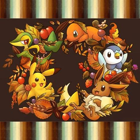 Pokemon. Thanksgiving Thanksgiving Wallpaper, Cute Pokemon Pictures, Anime Halloween, Play Pokemon, Holiday Wallpaper, Cool Pokemon, Pokemon Pictures, Autumn Art, Fall Wallpaper