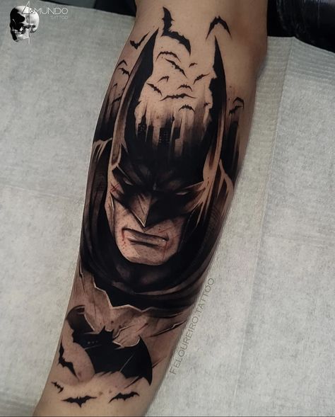 The Batman Tattoo 2022, Wolverine Tattoo Animal, Tattoo Coverup Ideas For Men, Calvin Tattoo, 007 Tattoo, Batman Tattoo For Men, Marvel Tattoo Design, Venom Tattoo Ideas, Batman Tattoo Design