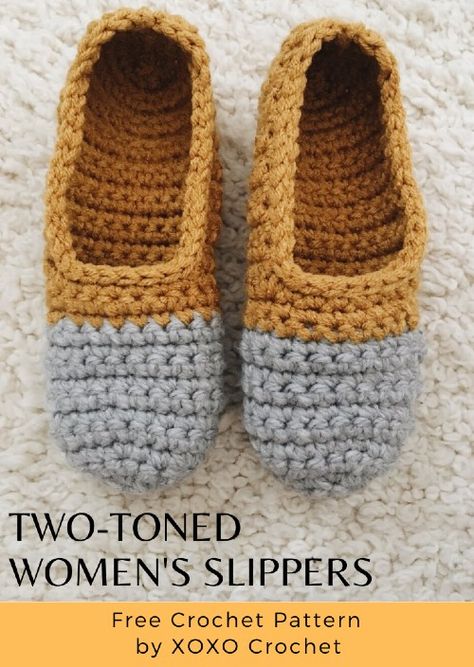 Free Crochet Patterns | Free Crochet Pattern Two-Toned Women's Slippers Crochet Slippers Adult Free Pattern, Slippers Crochet Pattern, Lidia Crochet Tricot, Crochet House, Crochet Slipper Boots, Crocheted Slippers, Easy Crochet Slippers, Slipper Pattern, Concrete Leaves