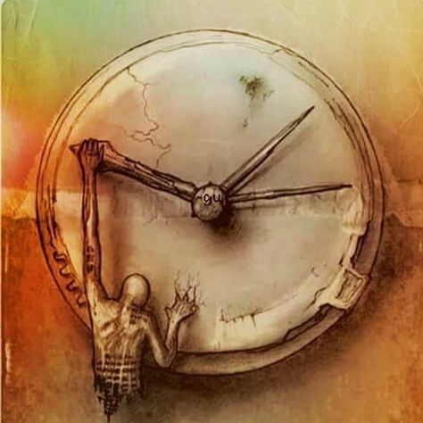 Time Traveling Art, School Pressure Art, Time Artwork Ideas, Clock Drawings, Watch Drawing, Scary Drawings, Clock Tattoo Design, Clock Painting, Clock Wallpaper