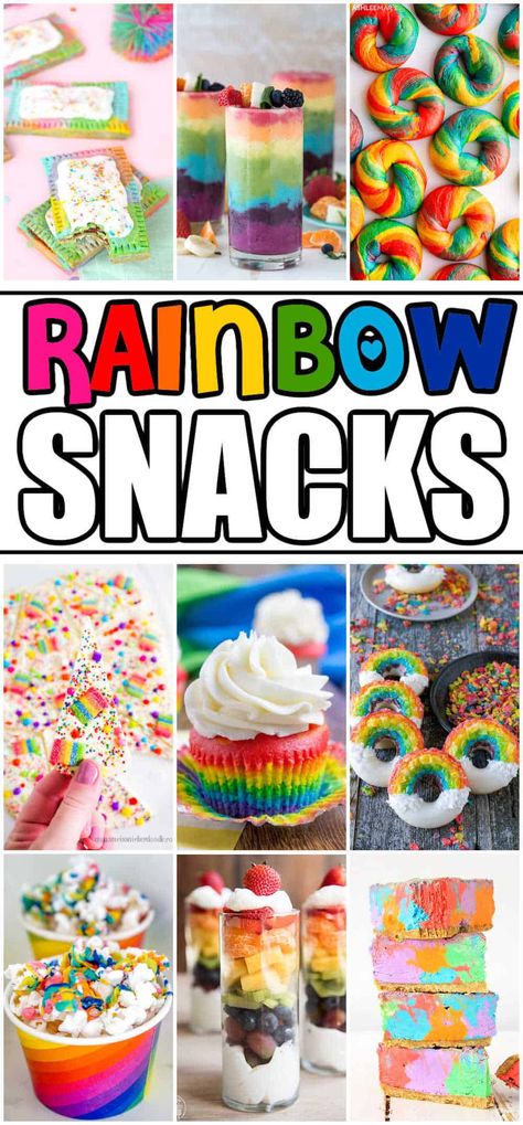 Pride Cocktails, Rainbow Bagel Recipe, Rainbow Party Food, Rainbow Fruit Skewers, Rainbow Bread, Rainbow Cheesecake, Rainbow Sugar Cookies, Rainbow Popsicles, Rainbow Snacks