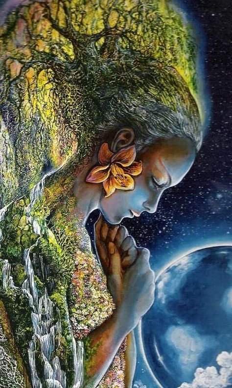 Image Zen, Mother Earth Art, Arte Yoga, Josephine Wall, Soyut Sanat Tabloları, Earth Art, Goddess Art, Visionary Art, Arte Fantasy