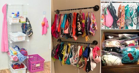 11 Swimsuit Organization Ideas | Swimsuit Storage Ideas Swimwear Storage Ideas, How To Organize Swimwear, How To Store Bathing Suits, Swimsuit Organization Ideas, Bathing Suit Storage Ideas, Bathing Suit Organization, Swimsuit Storage Ideas, Swimsuit Organization, Bathing Suit Storage