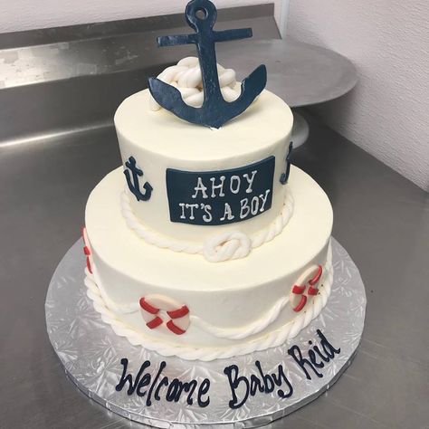 Ahoy Its A Boy Cake, Ahoy Its A Boy Baby Shower Ideas, Its A Boy Cake, Boy Baby Shower Cake, Ahoy Its A Boy, Baby Shower Cakes For Boys, Baby Boy Shower Favors, Boy Cake, Its A Boy