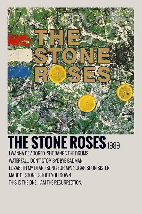 The Stone Roses Poster, Stone Roses Poster, The Stone Roses Album, Oasis Album, Roses Poster, Custom Album Covers, Minimalist Music, Music Poster Ideas, Vintage Music Posters