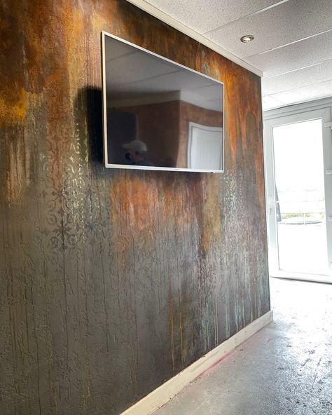 Modern Patina Wall, Patina Wall, Rust Wall, Textured Feature Wall, Dark Accent Walls, Venetian Plaster Walls, Plaster Texture, Faux Walls, Concrete Interiors