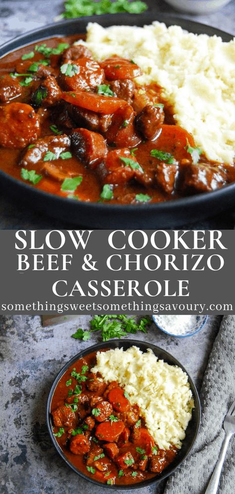 Chorizo Casserole, Beef Casserole Slow Cooker, Cold Weather Comfort Food, Slow Cooker Recipes Beef, Cold Weather Food, Chorizo Sausage, Beef Casserole Recipes, Healthy Slow Cooker, Beer Cheese