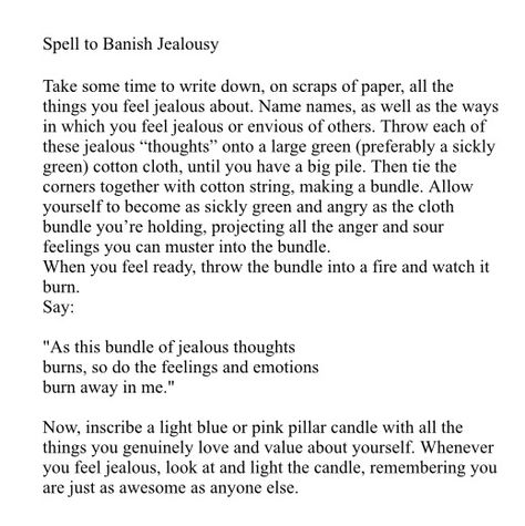 Spell to banish jealousy Anti Jealousy Spell, Protection From Jealousy Spell, Banish Jealousy Spell, Chants Witchcraft, Jealousy Spell, Banishing Magick, Banish Spell, Essential Oil Blends For Colds, Banishing Spells