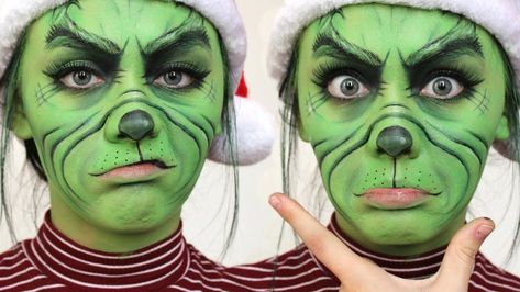 Whoville Float, Grinch Makeup Tutorial, Grinch Play, Christmas Character Costumes, Grinch Makeup, Grinch Halloween, Seussical Costumes, Grinch Decor, Grinch Costumes