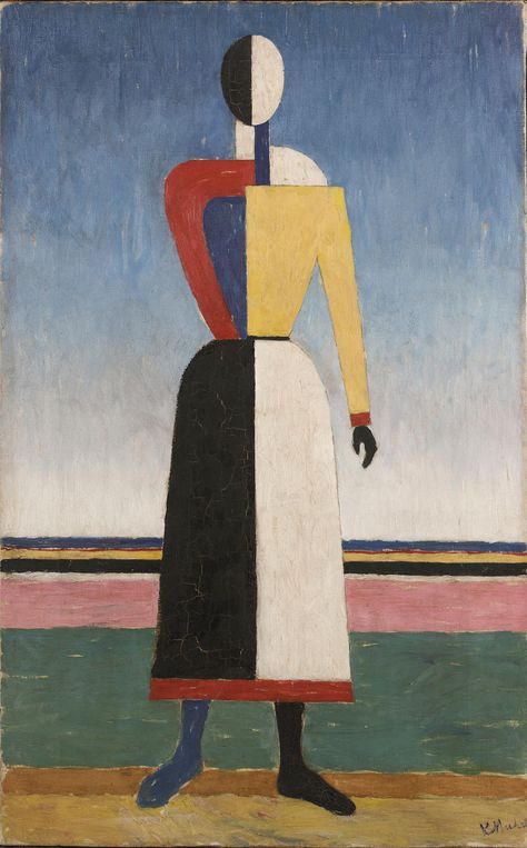 Kazimir Malevich (Russian, 1878-1935), Suprematist Figure, c.1931-32. Oil on canvas, 71 x 44.5 cm. Cubist Artists, Russian Constructivism, Kazimir Malevich, Cubism Art, Soyut Sanat Tabloları, Easy Canvas Painting, Russian Art, Cubism, Art Movement