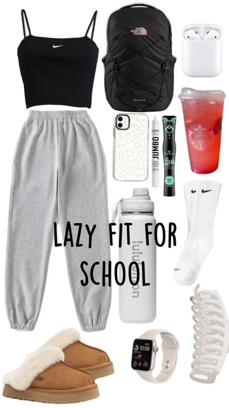 Sporty Middle School Outfits, Y2k Clothes For School, Comfy School Outfits Lazy Days Summer, Comfortable School Outfits Lazy Days, Cute Pj Day Outfits For School, How To Fit In At School, Athletic Outfit Ideas For School, Pj Ideas For School, High School Gym Class Outfits