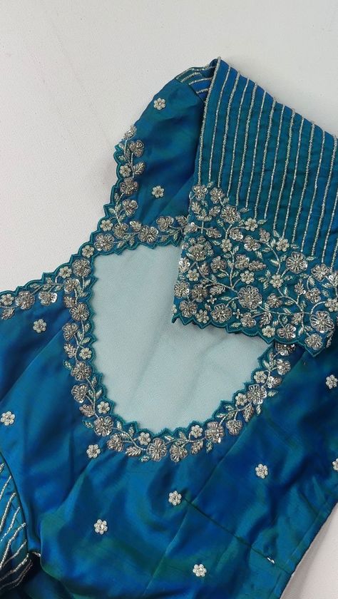 Instagram video by Sajna Bridal Wear Designer • Oct 12, 2023 at 9:19 PM Bridal Blouse Designs For Engagement, Embroiding Blouse Designs, Blouse Works Latest Designs, Magam Works For Blouses Latest, Designer Work Blouses, Wedding Blouse Back Neck Designs, Aari Work Blouse Back Neck Design, Blue Maggam Work Blouse Designs, Bridal Maggam Work Blouses Latest