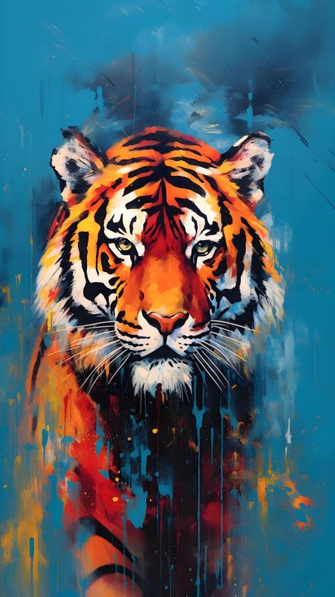 Tiger Painting Abstract, Tiger Painting Acrylic, Tiger Canvas Painting, Abstract Painting Acrylic Modern, Watercolor Art Face, Tiger Artwork, French Bulldog Art, Dog Pop Art, Tiger Painting