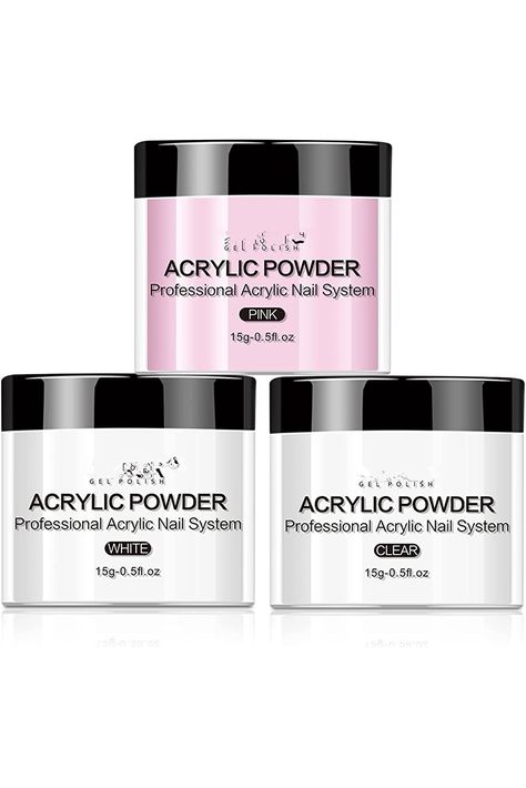 Acrylic Powder Set - 3 Colors Acrylic Powder Starter Set, Professional Polymer for Nail Extension Nail Carving Nail DIY Art Design(3*15g) Nails Acrylic Powder, Nail Dipping Powder Colors, Acrylic Nail Supplies, Nail Supplies, Ad Art, Acrylic Powder, Nail Extensions, Nail Supply, Powder Nails