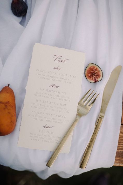 AUTUMN HARVEST WEDDING INSPIRATION WITH EARTHY AND ETHEREAL AESTHETICS FEAST FOOD MENU FIGS via Wedding Planner & Guide Infinity Band Wedding Ring, Fall Wedding Menu, Harvest Wedding, Wedding Planner Guide, Wedding Reception Guest, Honey Ice Cream, Wedding Reception Dinner, Colors Of Autumn, Camp Wedding