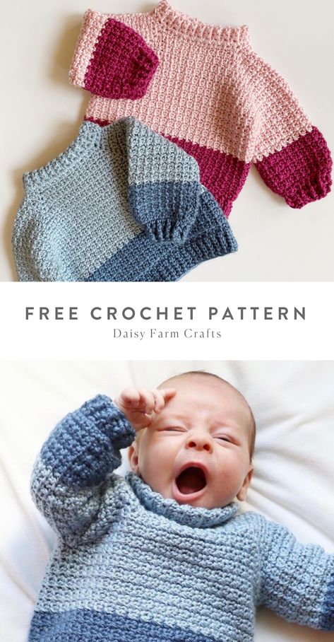 Crochet Baby Projects, Crochet Baby Sweater Pattern, Crochet Baby Sweaters, Crochet Baby Sweater, Baby Sweater Patterns, Pull Bebe, Haken Baby, Crochet For Boys, Newborn Crochet