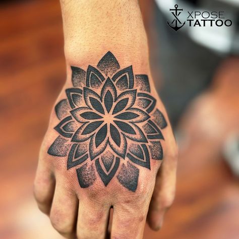 Mandala Tattoo Design On Hand, Hand Rose Tattoo Design, Mandala Tattoo For Hand, Mandala Tattoo Design Hand, Mandala Tattoo On Hand, Mandala Tattoo Hand, Hand Mandala Tattoo, Knee Tattoo Design, Mandala Hand Tattoo